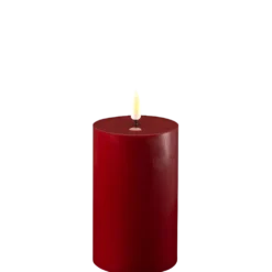 Deluxe Homeart LED Stumpenkerze Real Flame bordeaux