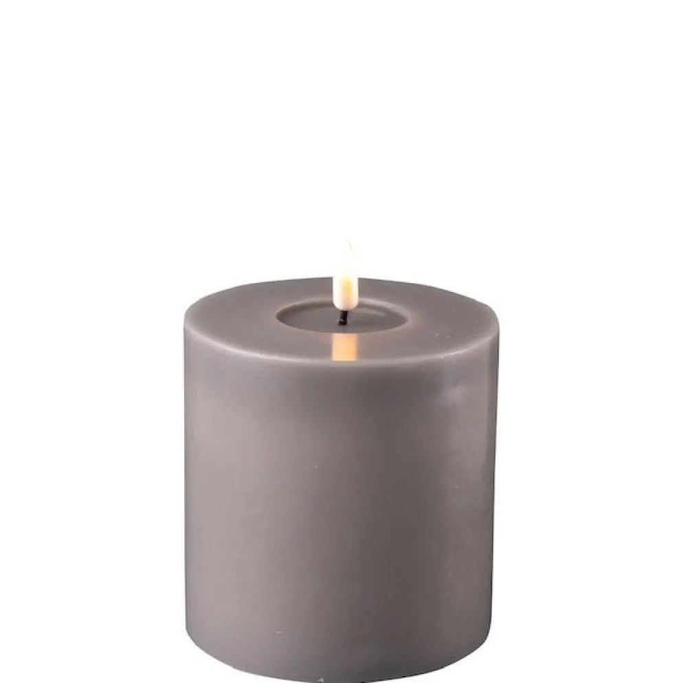 Deluxe Homeart LED Stumpenkerze Real Flame grau