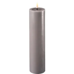 Deluxe Homeart LED Stumpenkerze Real Flame grau