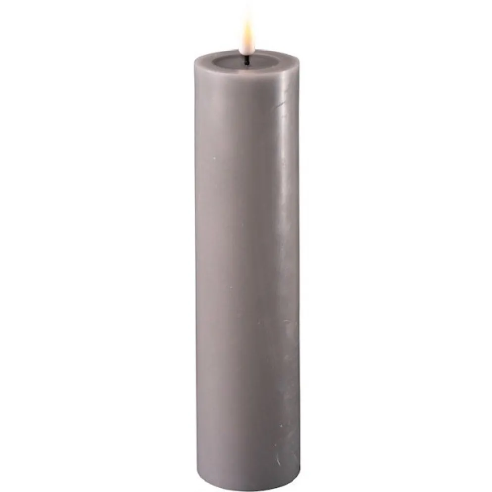 Deluxe Homeart LED Stumpenkerze Real Flame grau