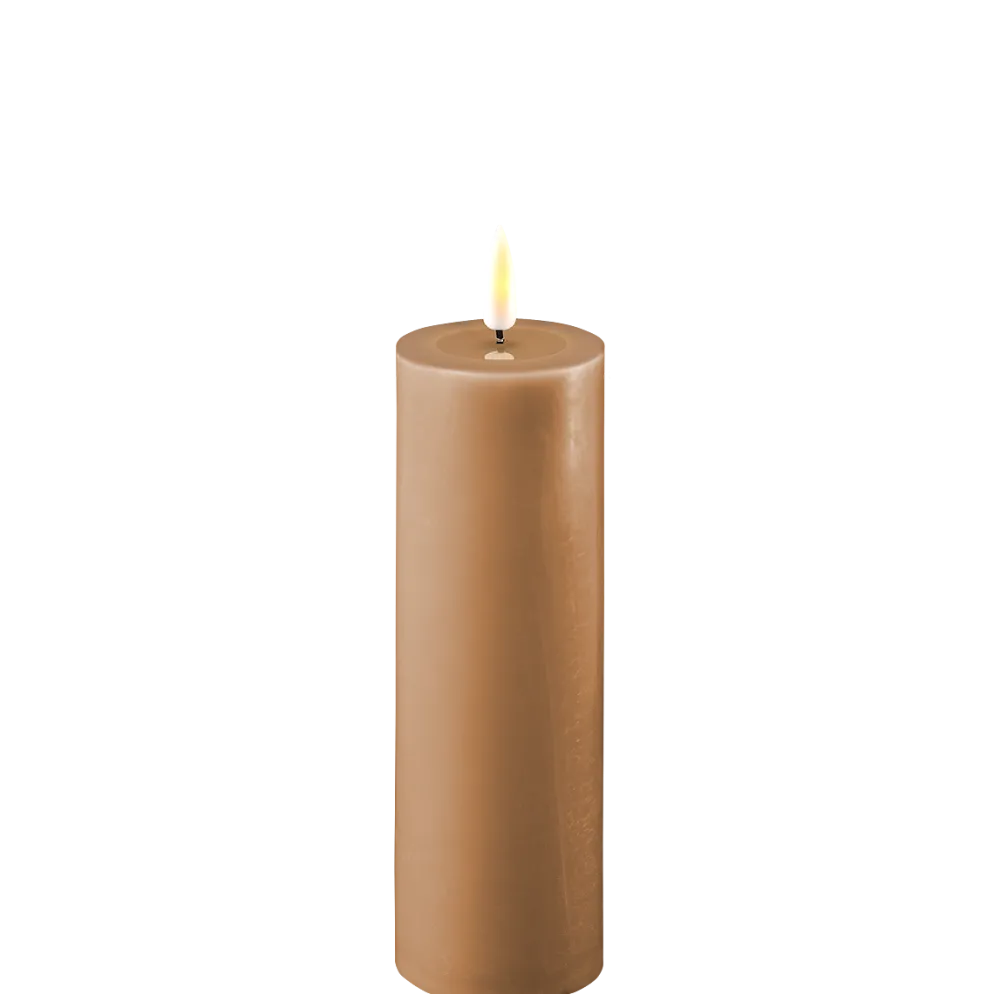 Deluxe Homeart LED Stumpenkerze Real Flame karamell