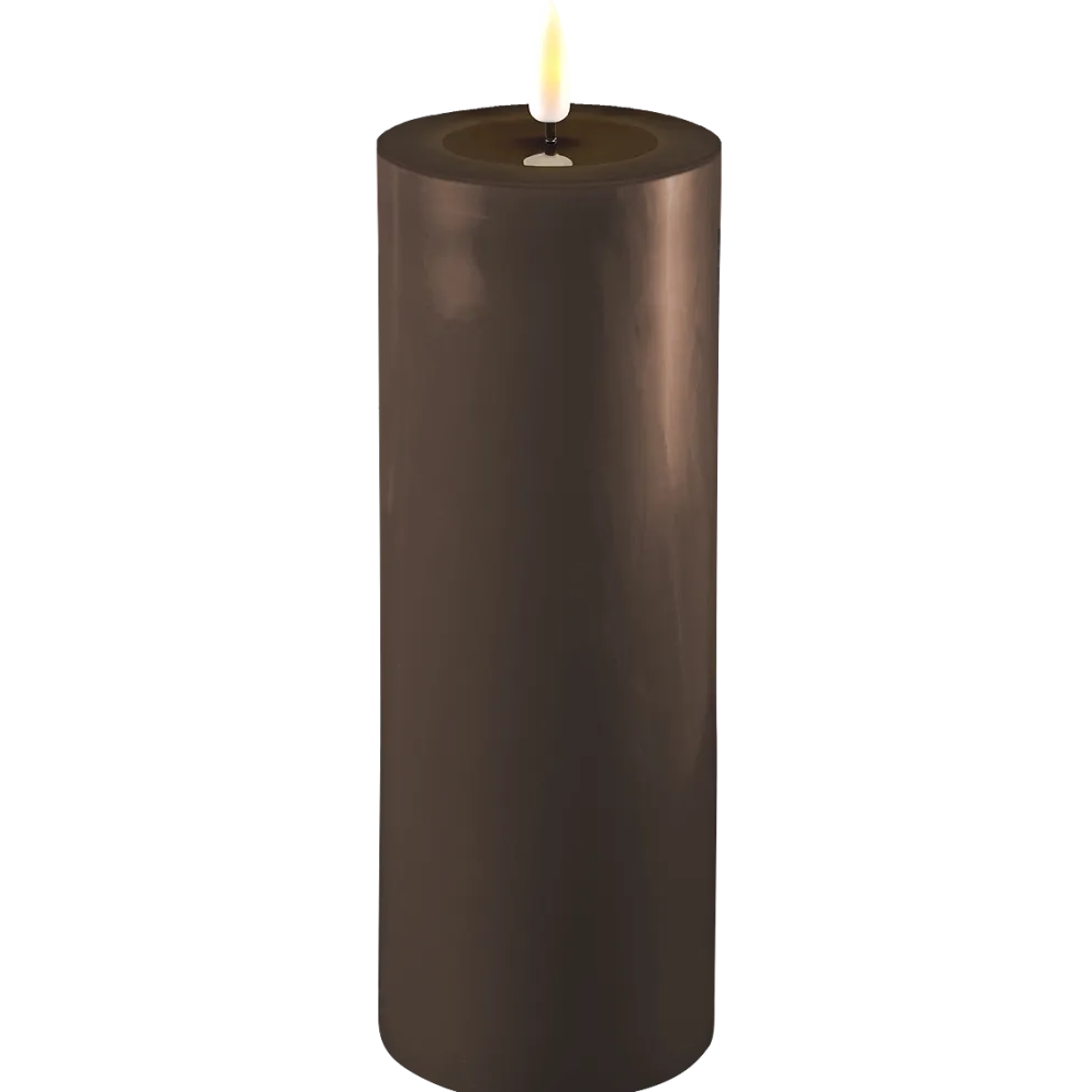 Deluxe Homeart LED Stumpenkerze Real Flame mokka