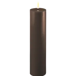 Deluxe Homeart LED Stumpenkerze Real Flame mokka