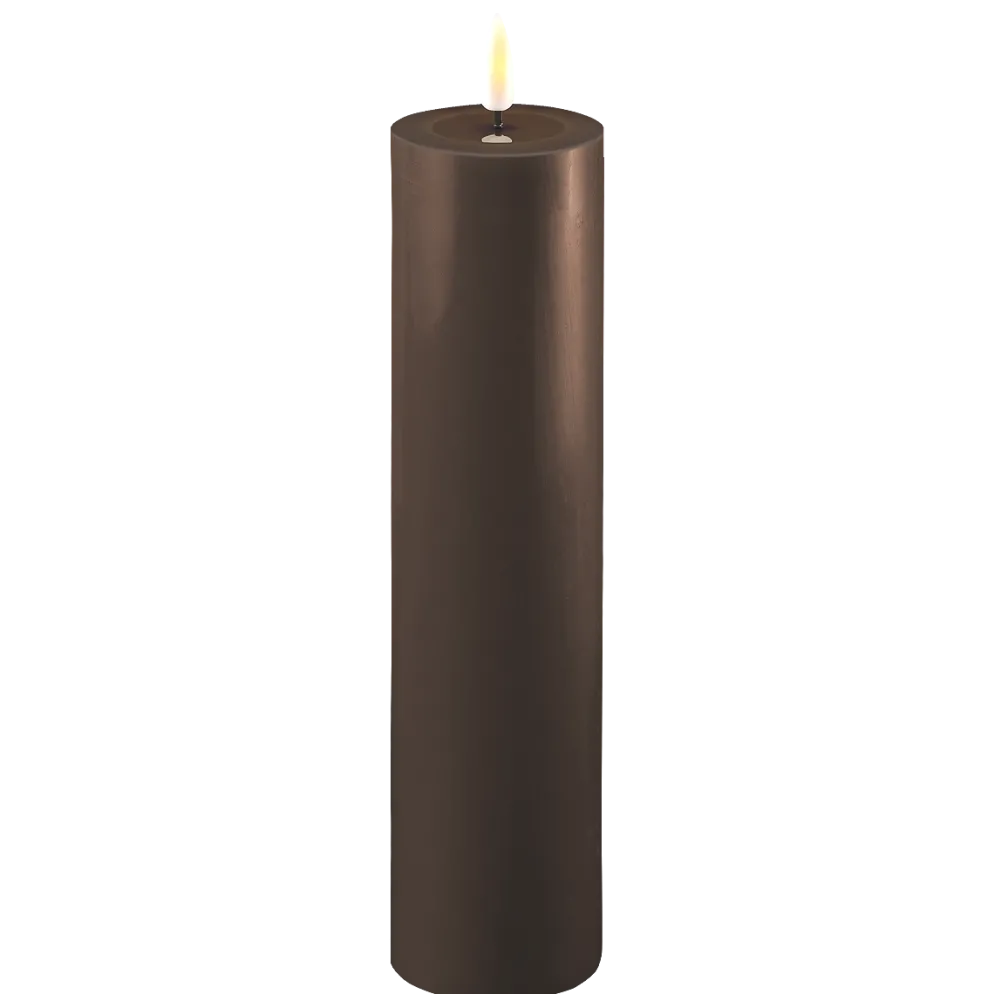 Deluxe Homeart LED Stumpenkerze Real Flame mokka