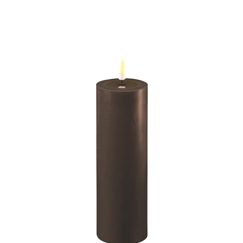 Deluxe Homeart LED Stumpenkerze Real Flame mokka