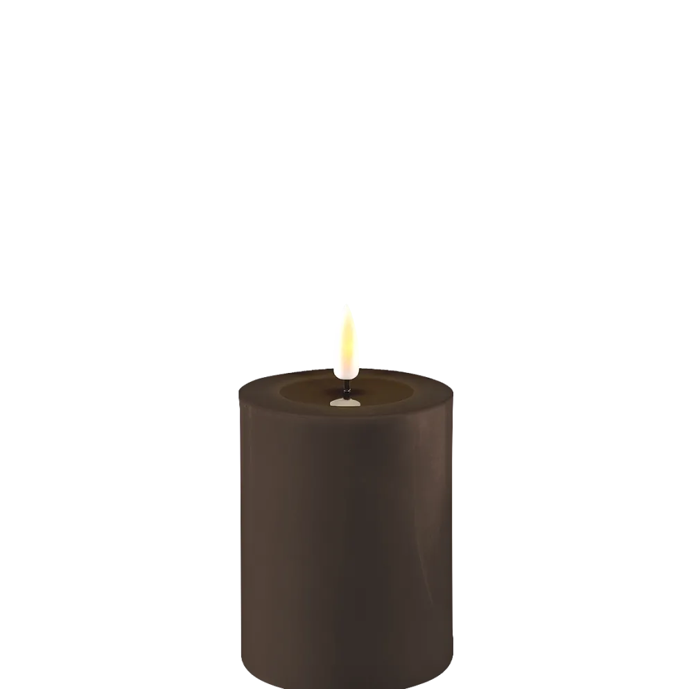 Deluxe Homeart LED Stumpenkerze Real Flame mokka