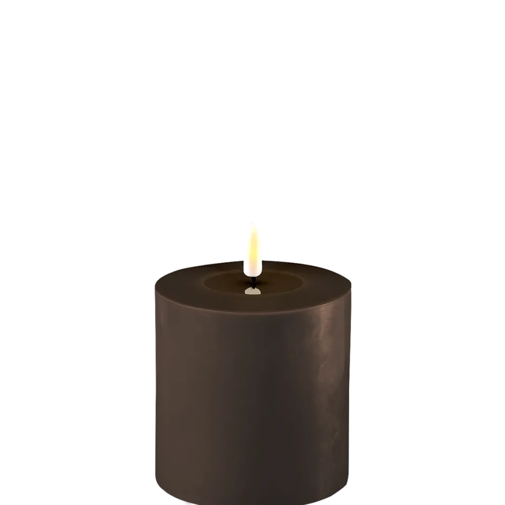 Deluxe Homeart LED Stumpenkerze Real Flame mokka