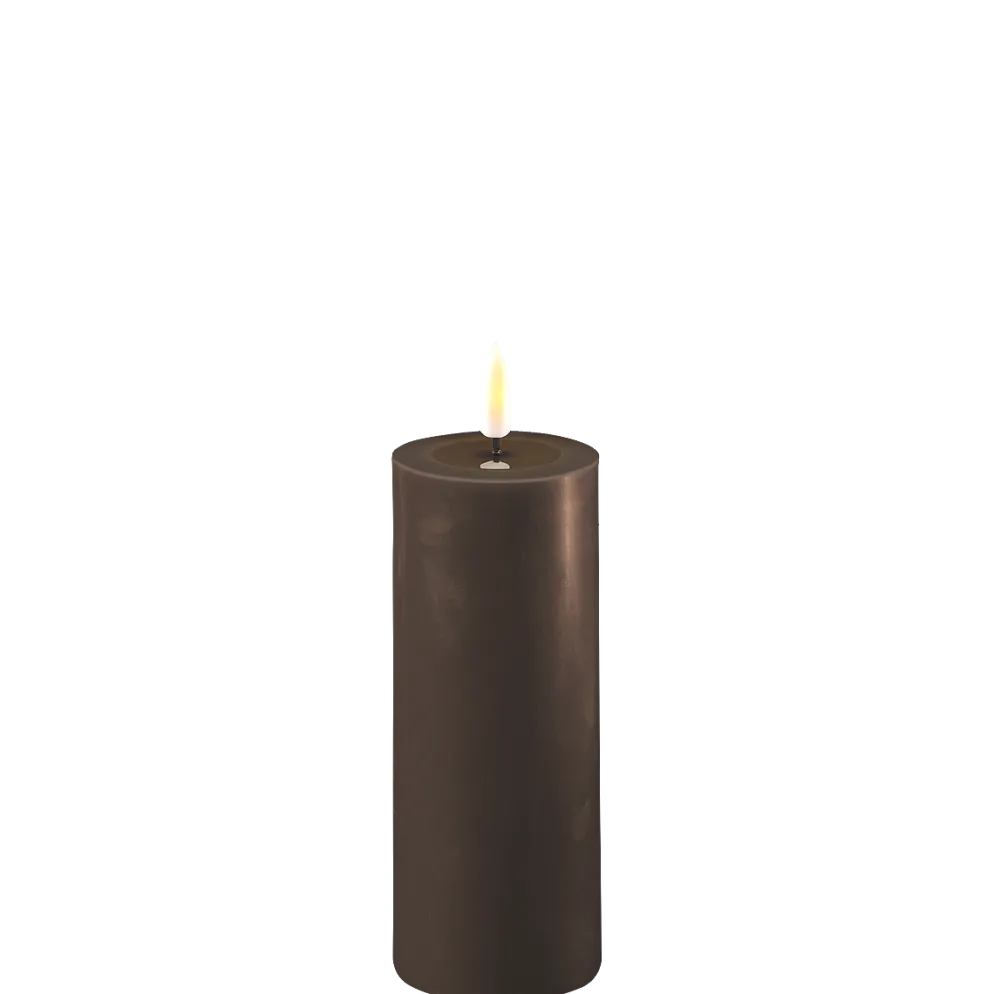 Deluxe Homeart LED Stumpenkerze Real Flame mokka