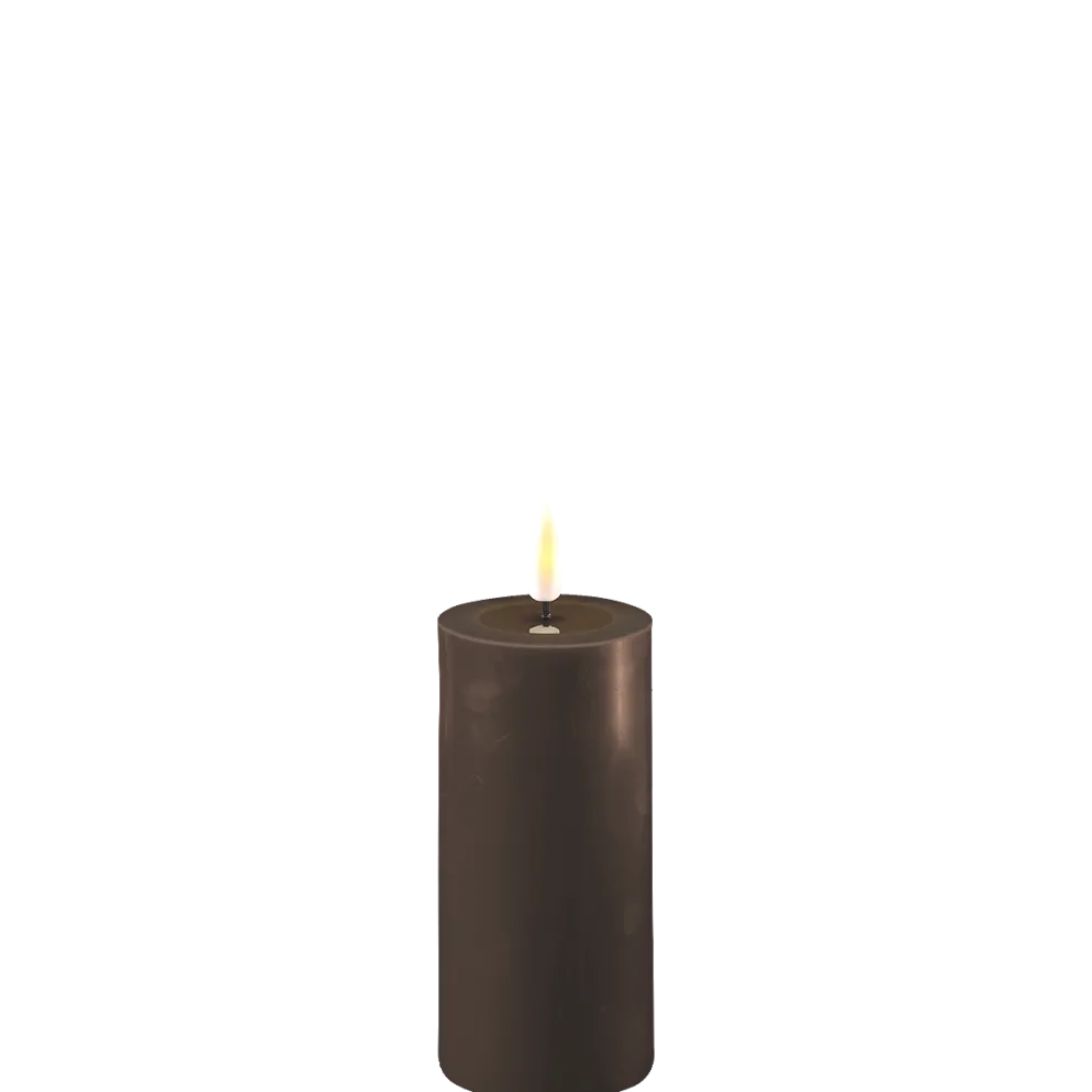 Deluxe Homeart LED Stumpenkerze Real Flame mokka