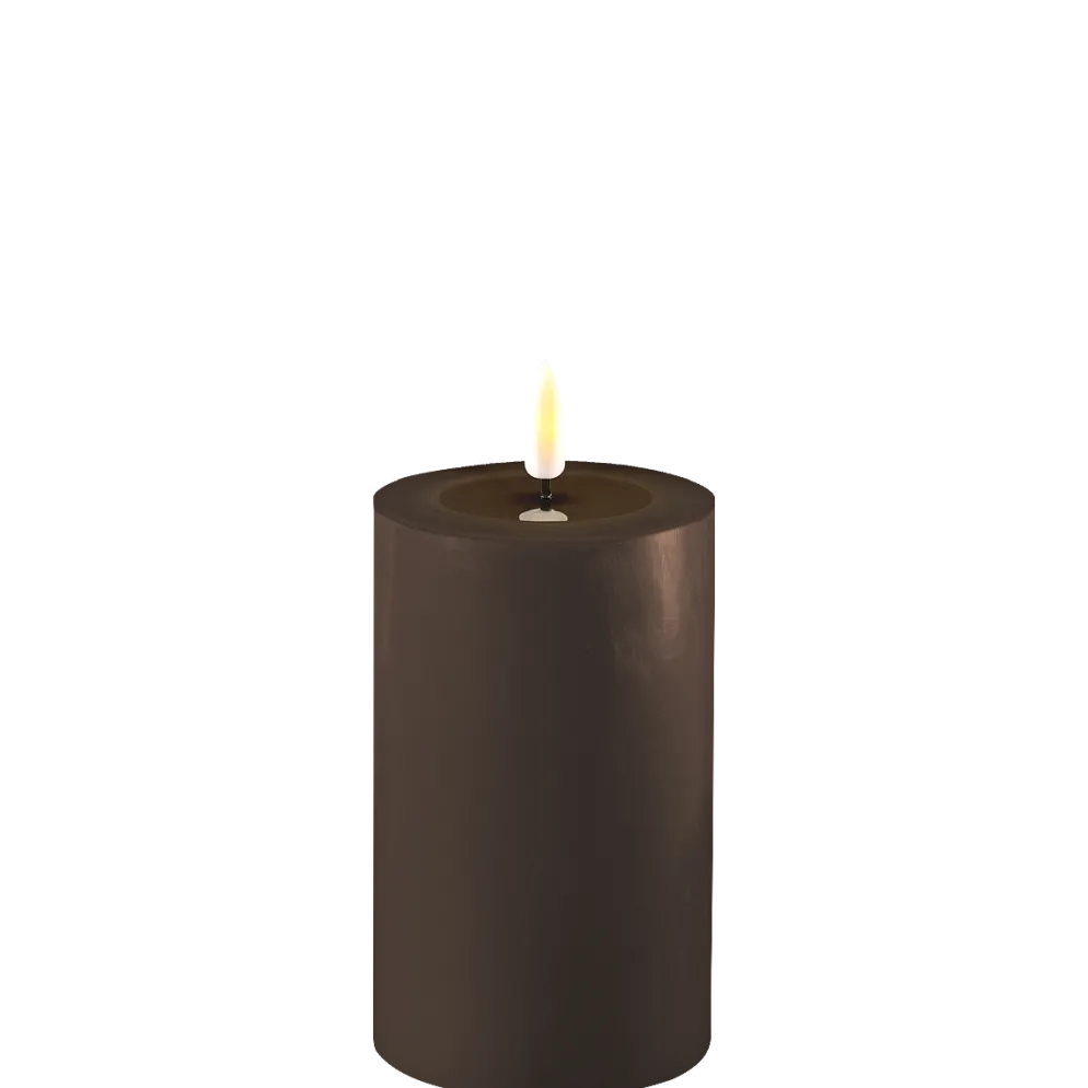 Deluxe Homeart LED Stumpenkerze Real Flame mokka