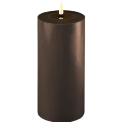 Deluxe Homeart LED Stumpenkerze Real Flame mokka