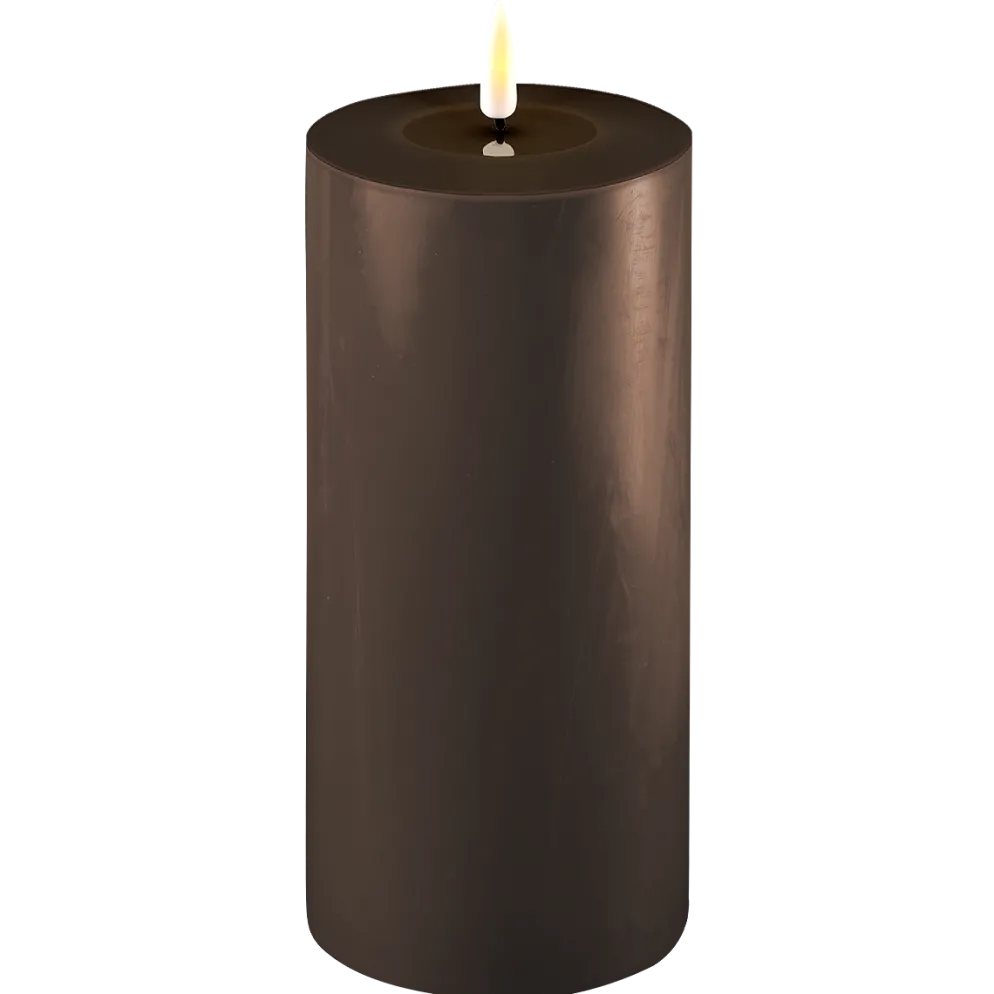 Deluxe Homeart LED Stumpenkerze Real Flame mokka