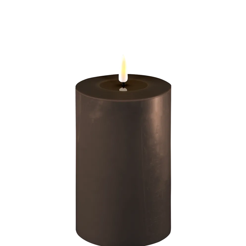 Deluxe Homeart LED Stumpenkerze Real Flame mokka