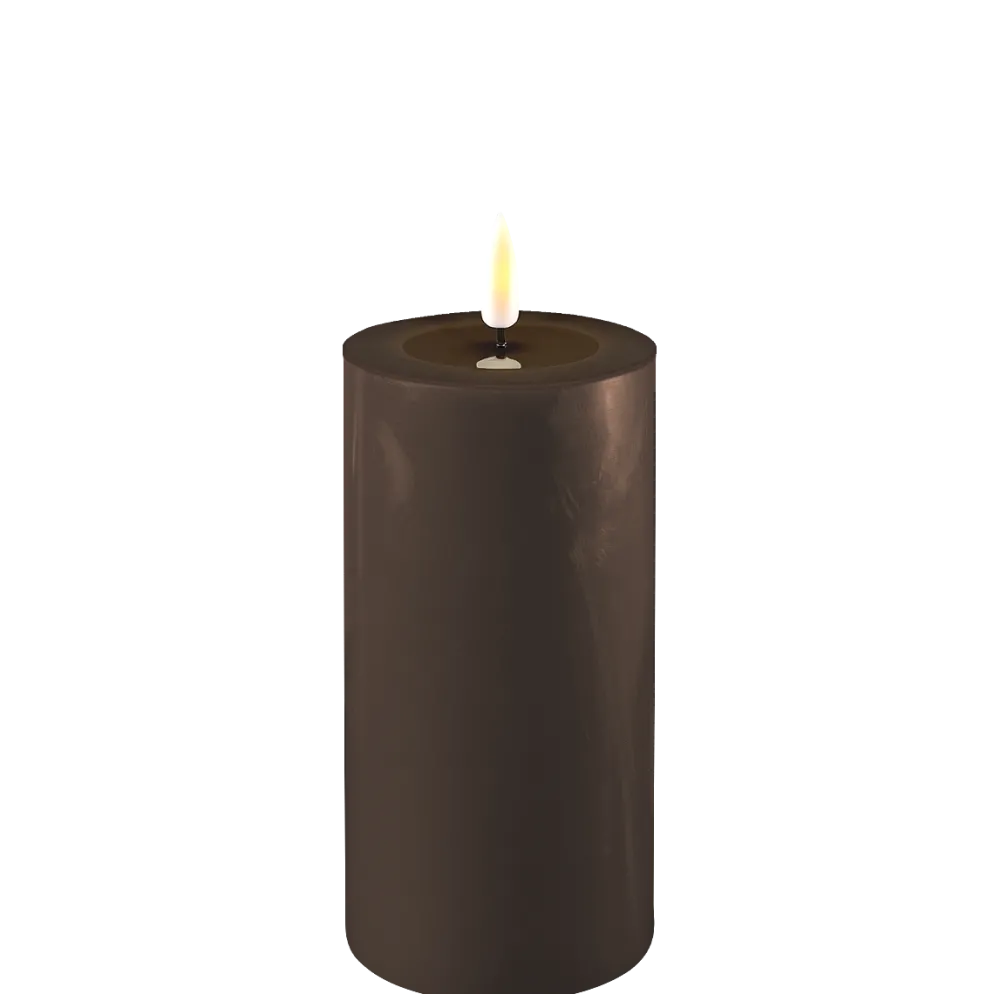 Deluxe Homeart LED Stumpenkerze Real Flame mokka