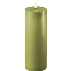 Deluxe Homeart LED Stumpenkerze Real Flame olive
