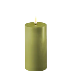 Deluxe Homeart LED Stumpenkerze Real Flame olive