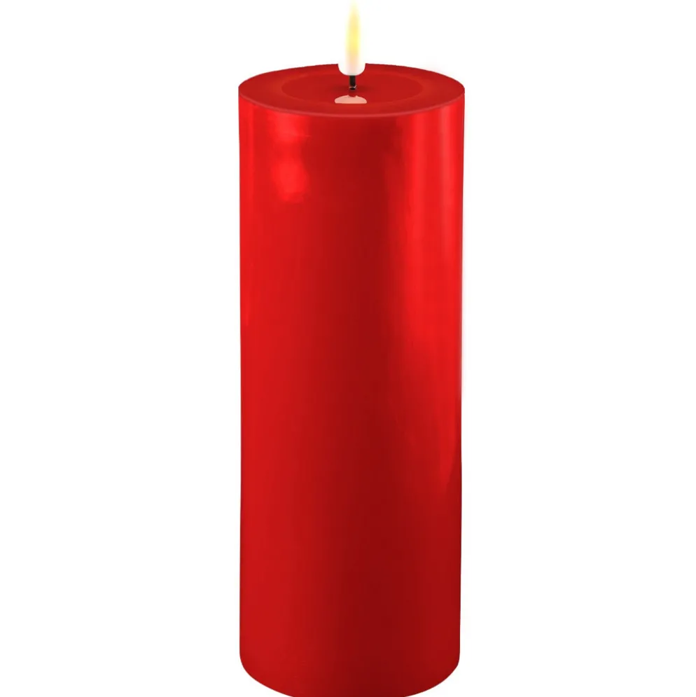 Deluxe Homeart LED Stumpenkerze Real Flame rot