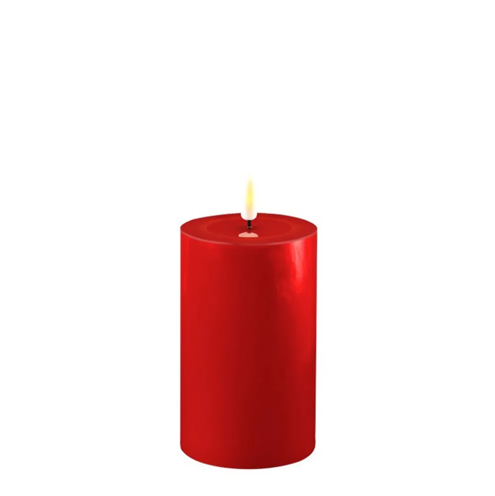 Deluxe Homeart LED Stumpenkerze Real Flame rot