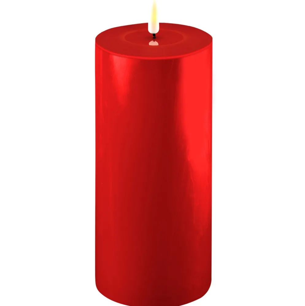 Deluxe Homeart LED Stumpenkerze Real Flame rot