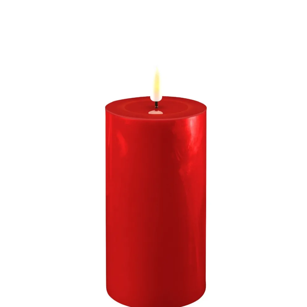 Deluxe Homeart LED Stumpenkerze Real Flame rot
