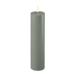 Deluxe Homeart LED Stumpenkerze Real Flame salbei green