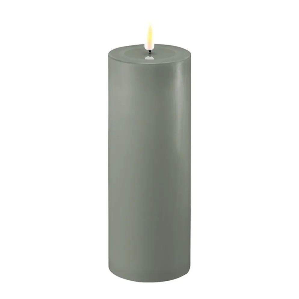 Deluxe Homeart LED Stumpenkerze Real Flame salbei green