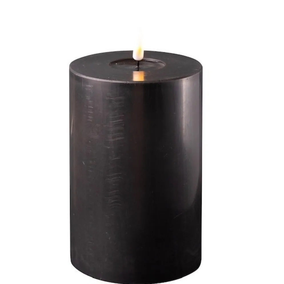 Deluxe Homeart LED Stumpenkerze Real Flame schwarz