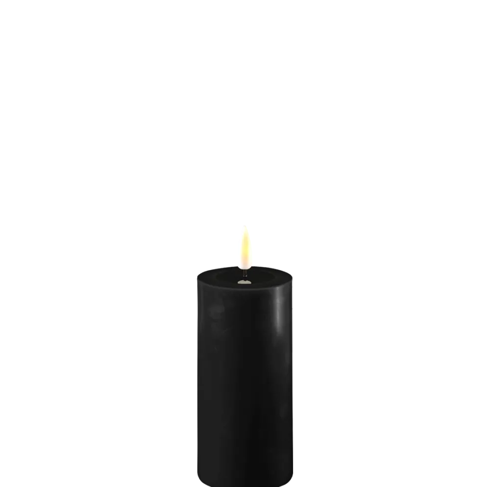 Deluxe Homeart LED Stumpenkerze Real Flame schwarz
