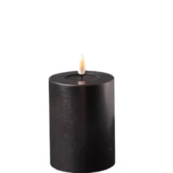 Deluxe Homeart LED Stumpenkerze Real Flame schwarz