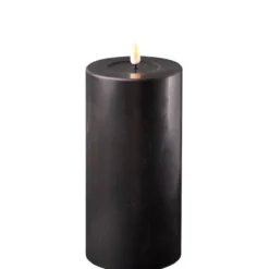 Deluxe Homeart LED Stumpenkerze Real Flame schwarz