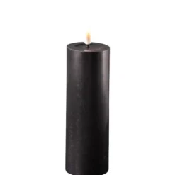 Deluxe Homeart LED Stumpenkerze Real Flame schwarz