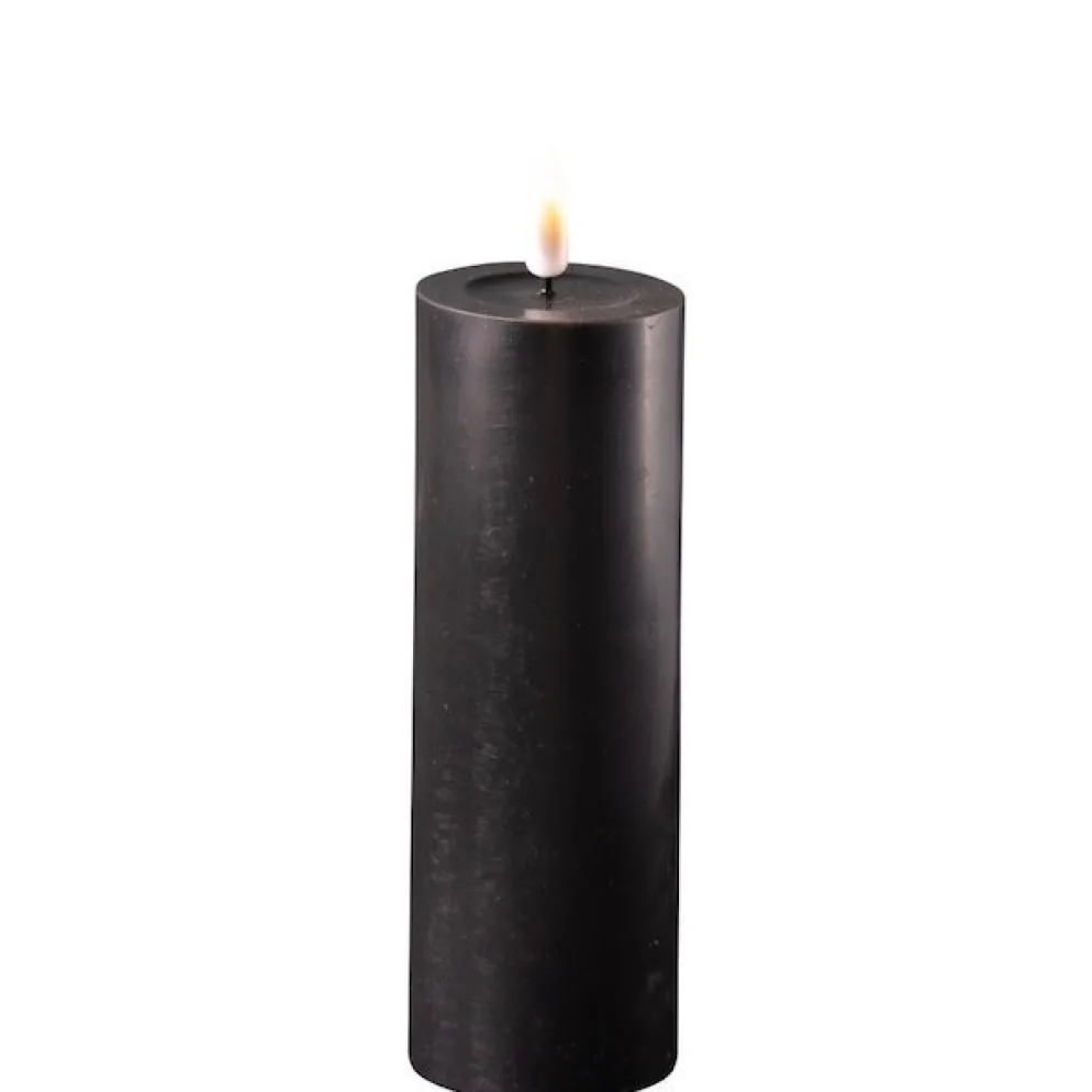 Deluxe Homeart LED Stumpenkerze Real Flame schwarz