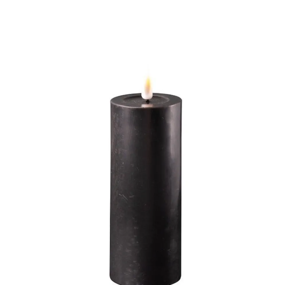 Deluxe Homeart LED Stumpenkerze Real Flame schwarz