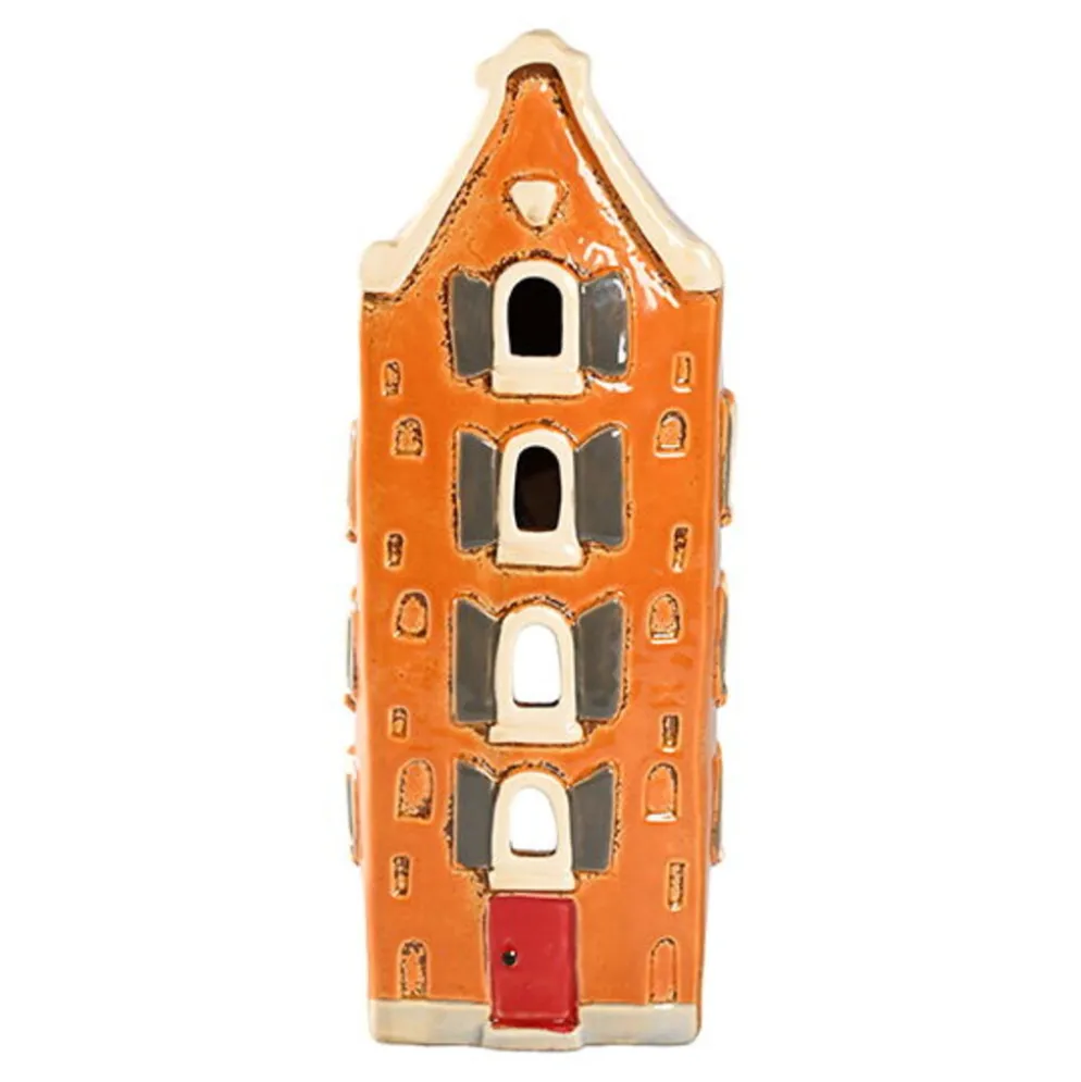 Det Gamle Apotek Lichthaus Keramikhaus altes Stadthaus orange