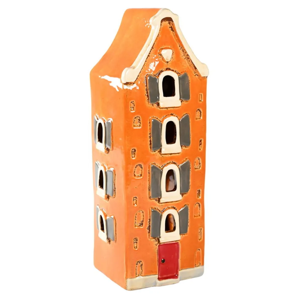 Det Gamle Apotek Lichthaus Keramikhaus altes Stadthaus orange