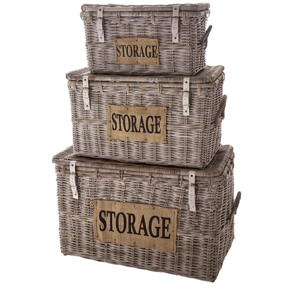 Faktorei Truhen-Korbset 3-teilig Storage, white wash