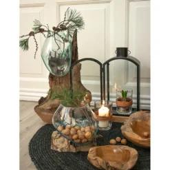 House Nordic San Marino Waterdrop Bodenvase mit Teakholz-Wurzel