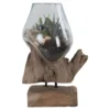 House Nordic San Marino Waterdrop Glasschale auf Teakholz Ständer