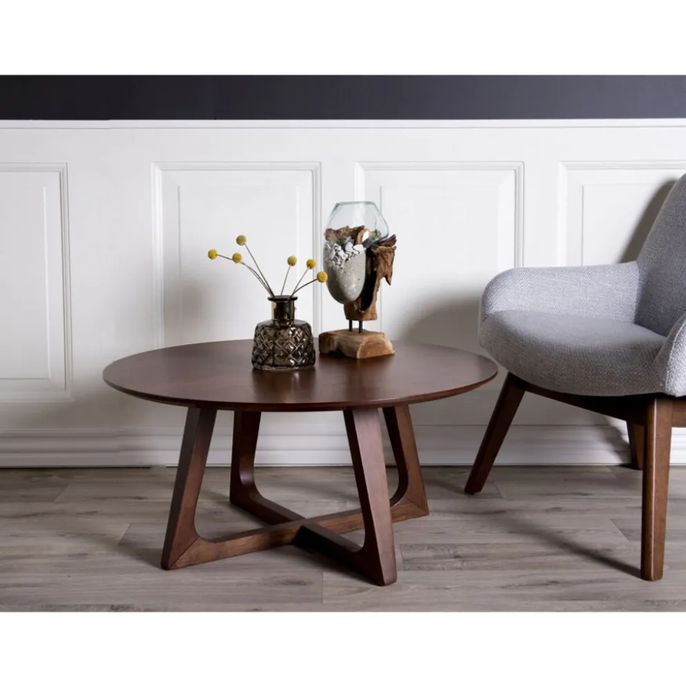 House Nordic San Marino Waterdrop Glasschale auf Teakholz Ständer