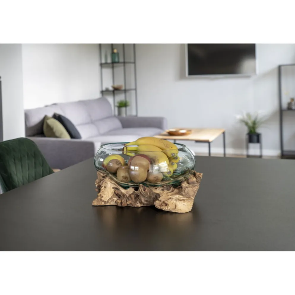 House Nordic San Marino Waterdrop Teakholz Wurzel mit Glasschale 2