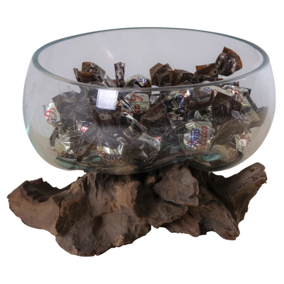 House Nordic San Marino Waterdrop Teakwurzel mit Glaschale