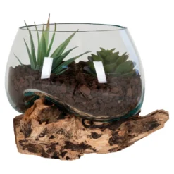 House Nordic San Marino Waterdrop Teakwurzel mit Glaschale