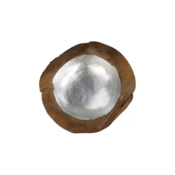 HSM Collection Obstschale Teakholz mit Aluminiumschale silber