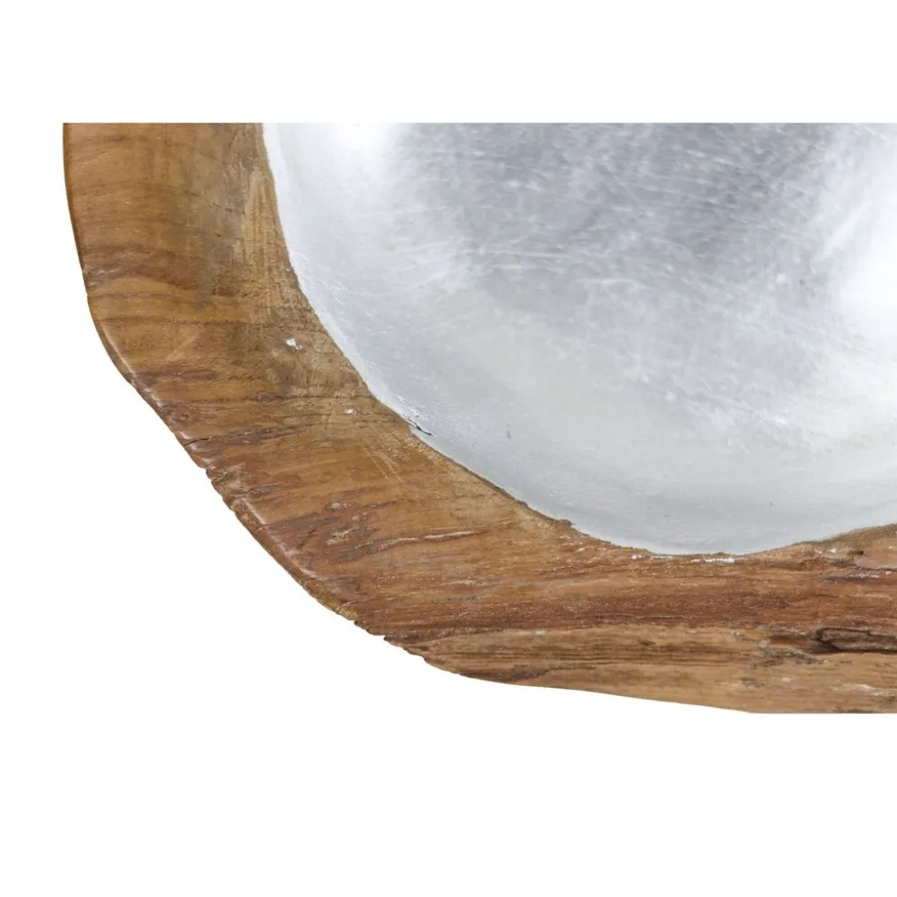 HSM Collection Obstschale Teakholz mit Aluminiumschale silber
