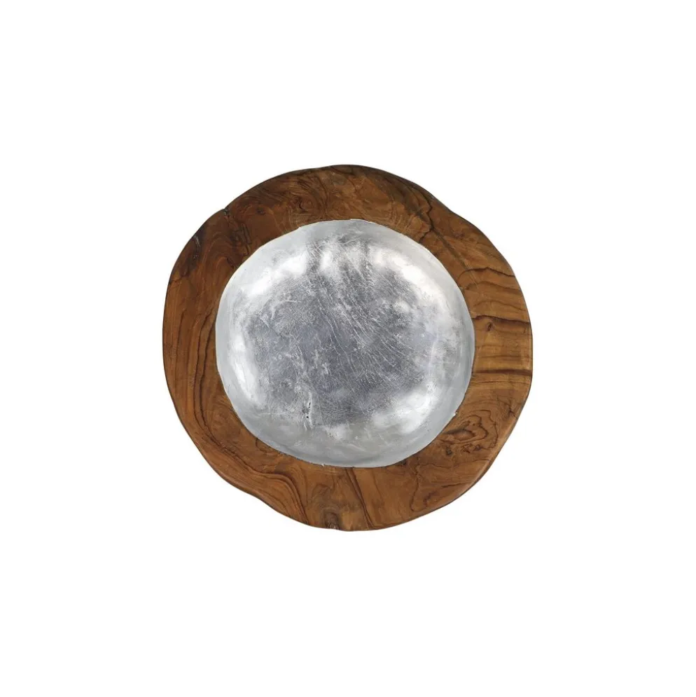 HSM Collection Obstschale Teakholz mit Aluminiumschale silber