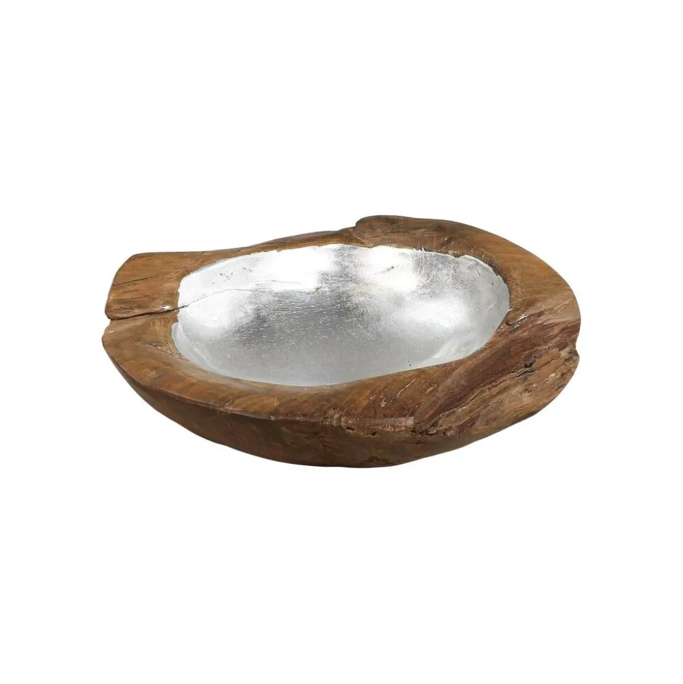 HSM Collection Obstschale Teakholz mit Aluminiumschale silber