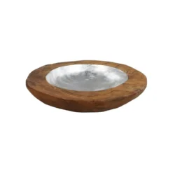 HSM Collection Obstschale Teakholz mit Aluminiumschale silber