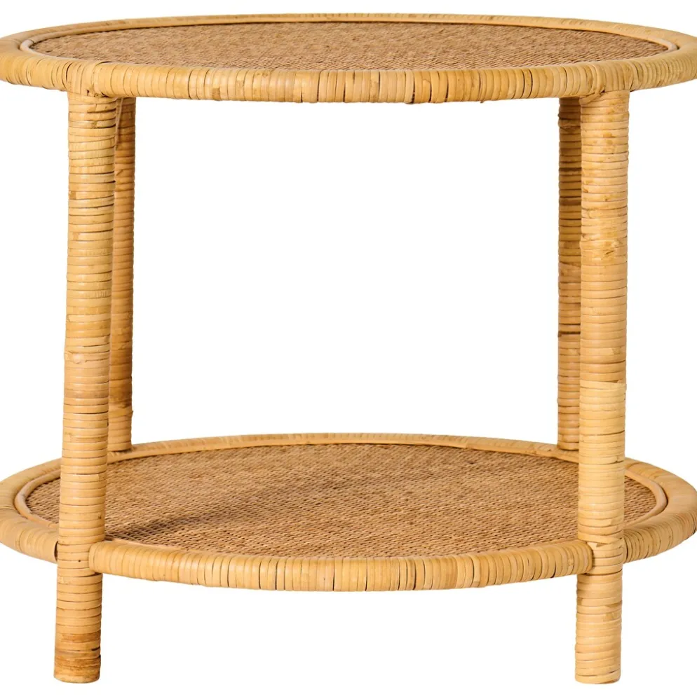 IB Laursen Beistelltisch mit geflochtenen Tischplatten aus Rattan