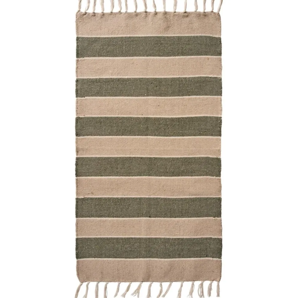 IB Laursen Bodenläufer creme, beige und olivengrüne Streifen