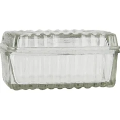 IB Laursen Butterbox mit Rillen aus Glas